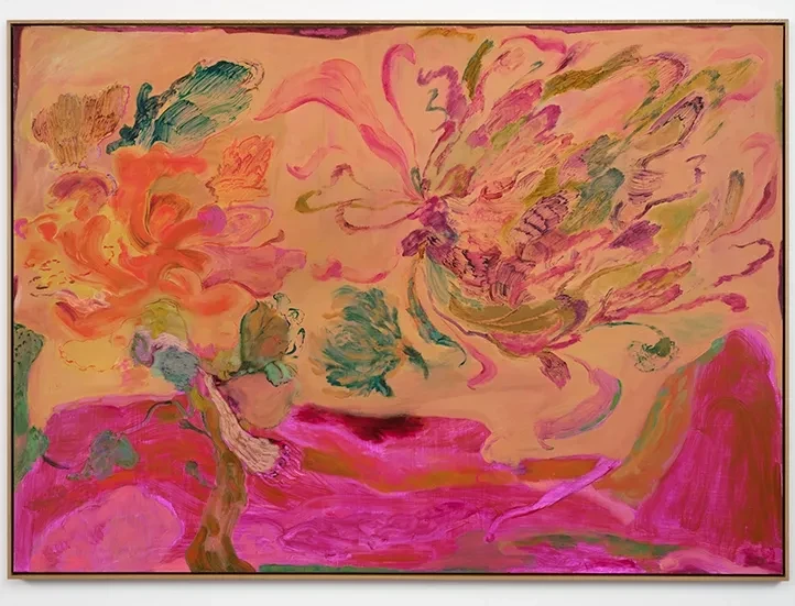 Pink and orange abstract painting