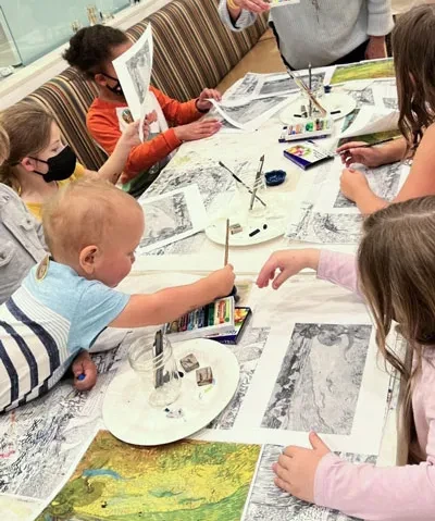 Photo of kids crafting at a table