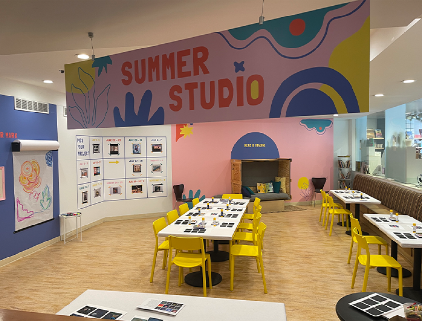 Photo of Summer Studio workspace within the Family Resource Center 