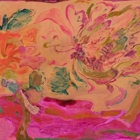 Pink and orange abstract painting